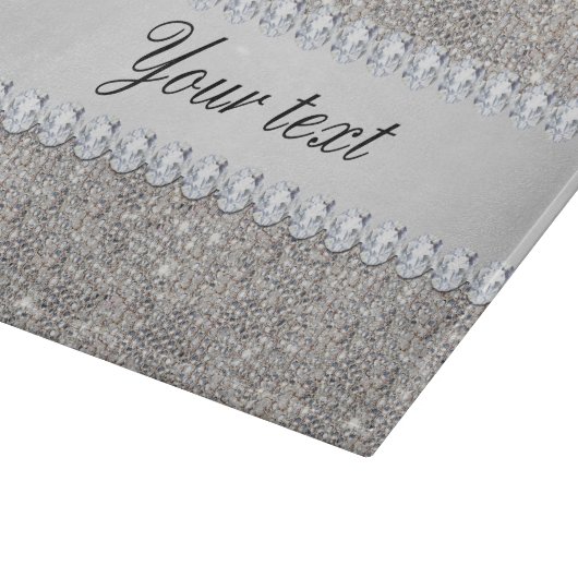 Imitat-silberne Sequins und Diamanten Schneidebrett (Ecke)
