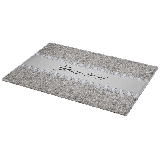 Imitat-silberne Sequins und Diamanten Schneidebrett (Ecke)