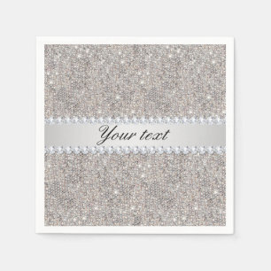 Imitat-silberne Sequins und Diamanten Serviette