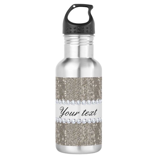 Imitat-silberne Sequins und Diamanten Trinkflasche (Vorderseite)