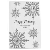 Imitat-silberne Winter-Schneeflocke-glückliche Mittlere Geschenktüte (Vorderseite)