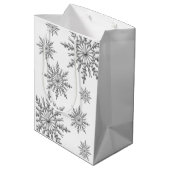 Imitat-silberne Winter-Schneeflocke-glückliche Mittlere Geschenktüte (Rückseite Schrägansicht)