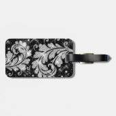 Imitat-silberner Glitzer-Blumenstrudel Gepäckanhänger (Rückseite horizontal)