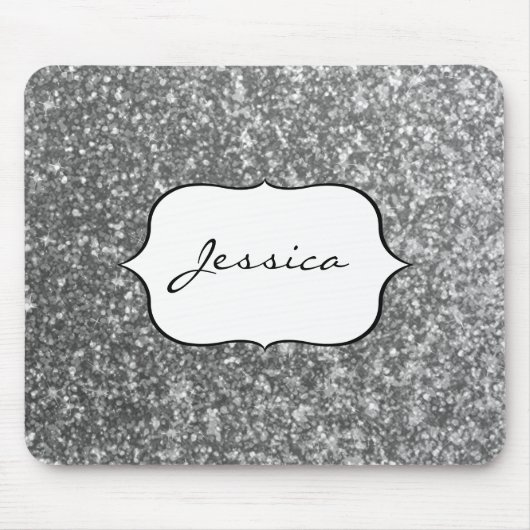 Imitat-silberner Glitzer-Glamour-Girly Mousepad (Vorne)