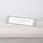 Imitat-silbernes Glitzer-Lux-personalisiertes Schreibtischnamensplakette (Vorderseite )