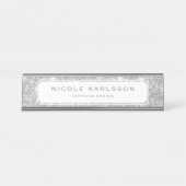 Imitat-silbernes Glitzer-Lux-personalisiertes Schreibtischnamensplakette (Vorderseite )