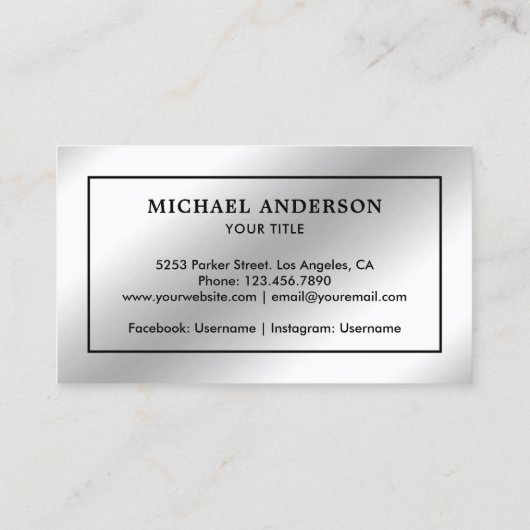 Imitat Silberpfahl Schwarzer Nautischer Anker Visitenkarte (Rückseite)