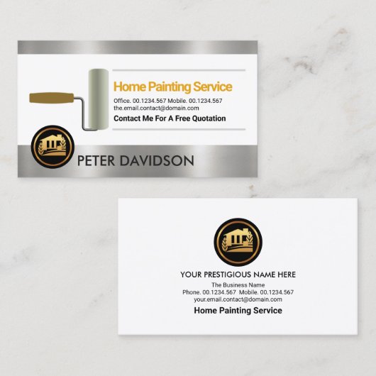 Imitat Silver Borders Rollpinsel Visitenkarte (Vorne/Hinten)