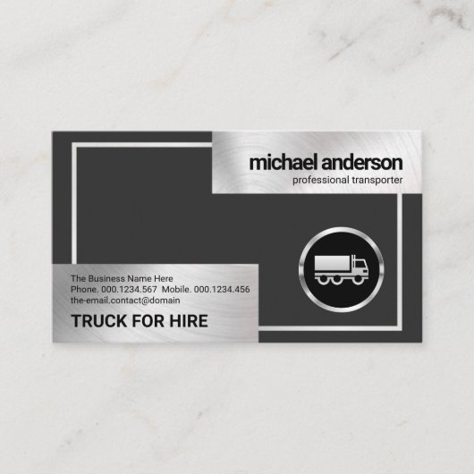 Imitat Silver Box Truck Logistik Treiber Visitenkarte (Vorderseite)