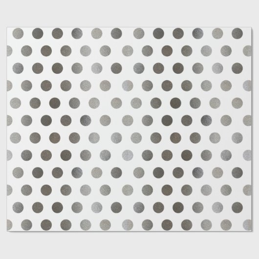 Imitat Silver Glitzer & White Medium Polka Dot Geschenkpapier (Flach)