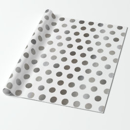 Imitat Silver Glitzer & White Medium Polka Dot Geschenkpapier