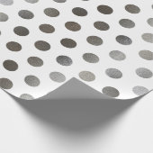 Imitat Silver Glitzer & White Medium Polka Dot Geschenkpapier (Ecke)