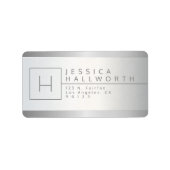 Imitat Silver & Grau Mit Monogramm Rücksendeadress Adressaufkleber (Vorne)