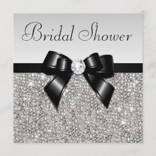Imitat Silver Sequins Chic Black Bow Brautparty Einladung