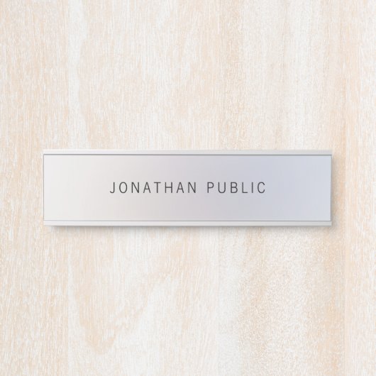 Imitat Silver Template Modernes Berufliches Elegan Türschild (Vorderseite )