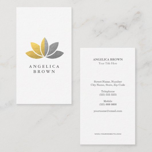 Imitat Silver und Gold Fossilien Lotus Blume Visitenkarte (Vorne/Hinten)