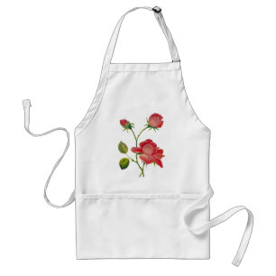 Imitat stickte tiefrosa Rosen Schürze