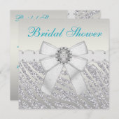 Imitat-Stripes silberner GlitzerZebra Brautparty Einladung (Vorne/Hinten)