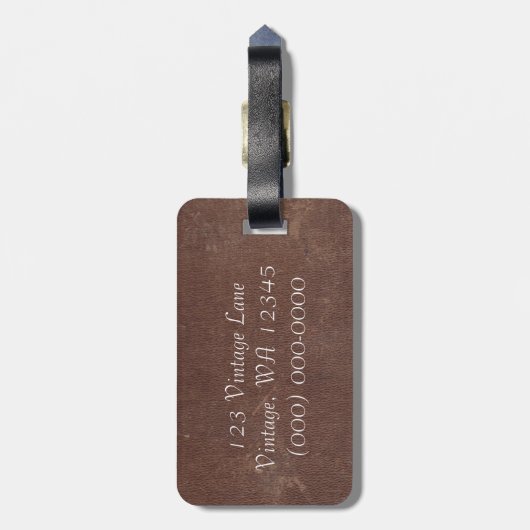 Imitat-Vintages Brown-Leder Gepäckanhänger (Rückseite vertikal)