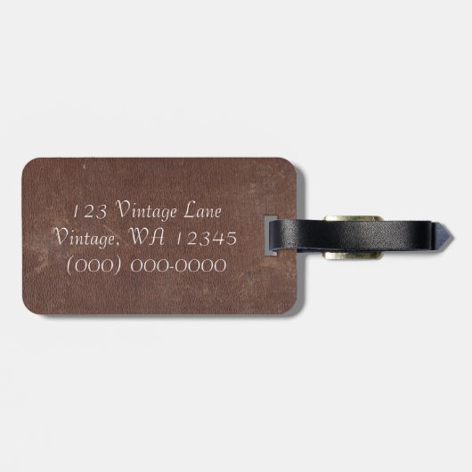 Imitat-Vintages Brown-Leder Gepäckanhänger (Rückseite horizontal)