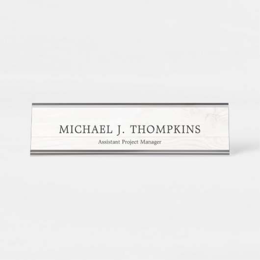 Imitat-weißer hölzerner Korn-Bauholz-Bau Schreibtischnamensplakette (Vorderseite )