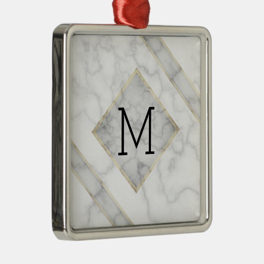 Imitat-weißer Marmor u. beige Alabaster mit Silbernes Ornament (Rechts)