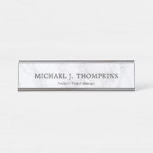 Imitat-weißer Marmorbeschaffenheits-Bau Schreibtischnamensplakette (Vorderseite )