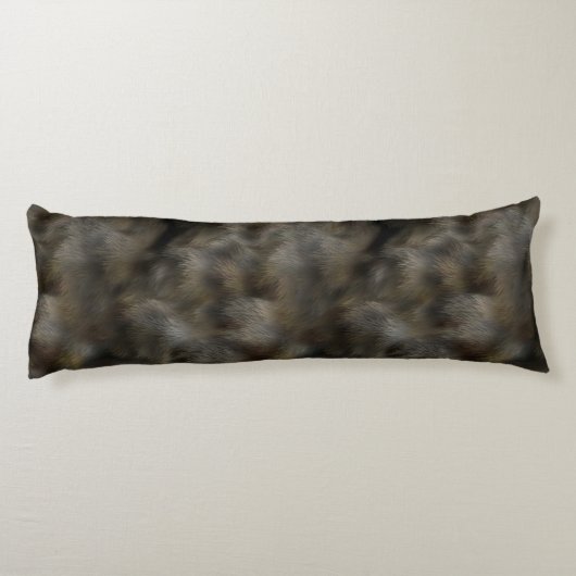 Imitat-Wolf-Pelz-Haar-Grau- u. Browntierhaut Seitenschläferkissen (Rückseite)