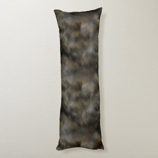 Imitat-Wolf-Pelz-Haar-Grau- u. Browntierhaut Seitenschläferkissen (Rückseite (Vertikal))
