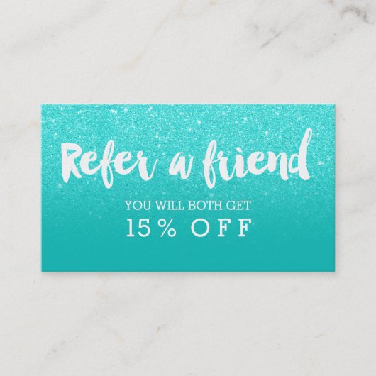 Imitataqua-Glittertypographie der Empfehlungskarte (Vorderseite)