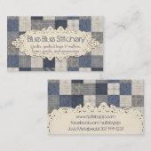 Imitatdenim blaues steppendes quilter Sahnemuster Visitenkarte (Vorne/Hinten)