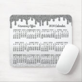 Imitate 2024 Jahre Kalender Silver Glitzer Tropfen Mousepad (Mit Mouse)