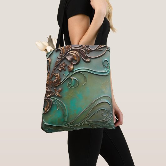 Imitate 3D Design aquamarin und Rost-Schnörkel Tasche (Von Nahem)