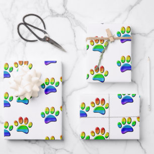 Imitate 3D-Regenbogen-Hundetext Geschenkpapier Set