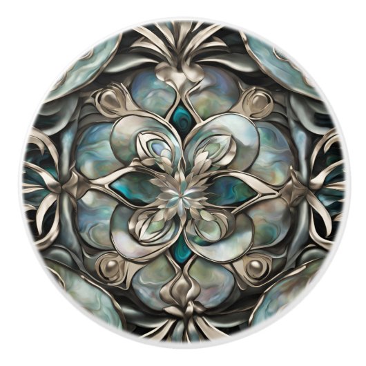 Imitate Abalone und Silber Keramikknauf (Vorderseite)