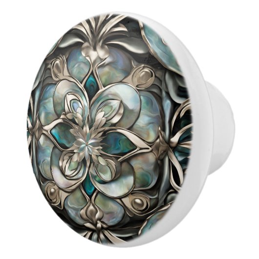 Imitate Abalone und Silber Keramikknauf (Rechts)