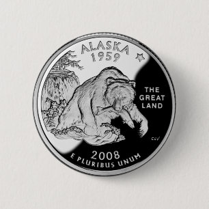 Imitate Alaska Staat Quarter The Great Land Grizzy Button
