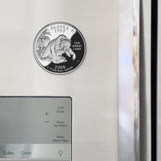 Imitate Alaska Staat Quarter The Great Land Grizzy Magnet (In Situ (Kühlschrank))