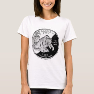 Imitate Alaska Staat Quarter The Great Land Grizzy T-Shirt