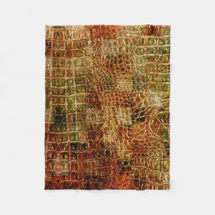 Imitate Alligator Animal Skin Leather Red Brown Fleecedecke