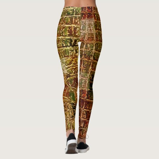Imitate Alligator Animal Skin Leather Red Brown Leggings (Rückseite)