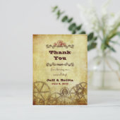 Imitate Antique Gold Viktorianisch Steampunk Hochz Dankeskarte (Stehend Vorderseite)