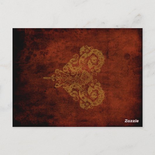 Imitate Antique Gold Viktorianisch Steampunk Hochz Postkarte (Rückseite)