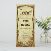 Imitate Antique Gold Viktorianisch Steampunk Hochz Programm (Stehend Vorderseite)