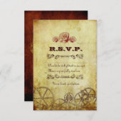 Imitate Antique Gold Viktorianisch Steampunk Hochz RSVP Karte (Vorne/Hinten)