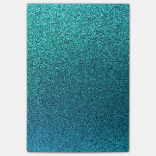 Imitate Aqua Aquamarin Türkis Blauer Glitzer Hint Post-it Klebezettel