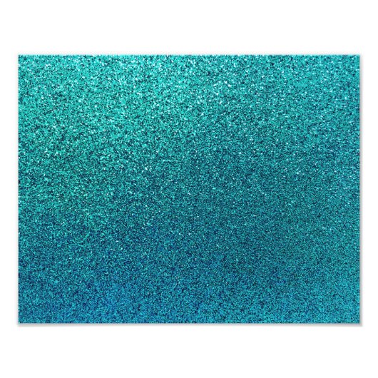 Imitate Aqua Aquamarin Türkis Blauer Glitzer Hinte Fotodruck (Vorne)