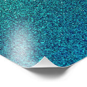 Imitate Aqua Aquamarin Türkis Blauer Glitzer Hinte Fotodruck (Ecke)