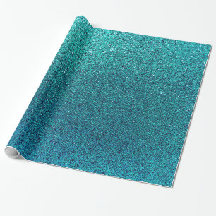 Imitate Aqua Aquamarin Türkis Blauer Glitzer Hinte Geschenkpapier