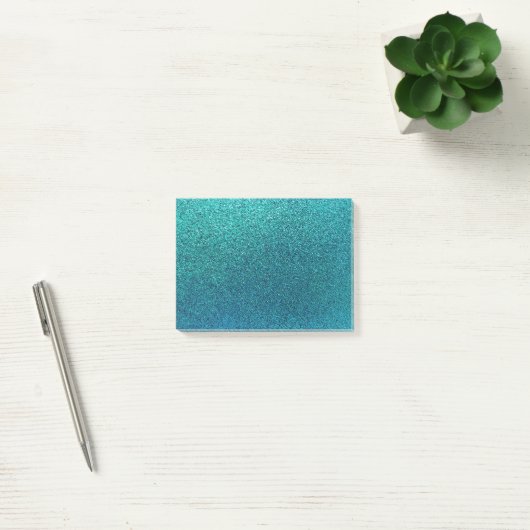 Imitate Aqua Aquamarin Türkis Blauer Glitzer Hinte Post-it Klebezettel (Büro)